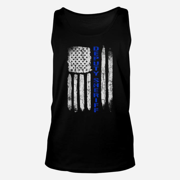 Deputy Sheriff Shirts For Men Thin Blue Line American Flag Unisex Tank Top