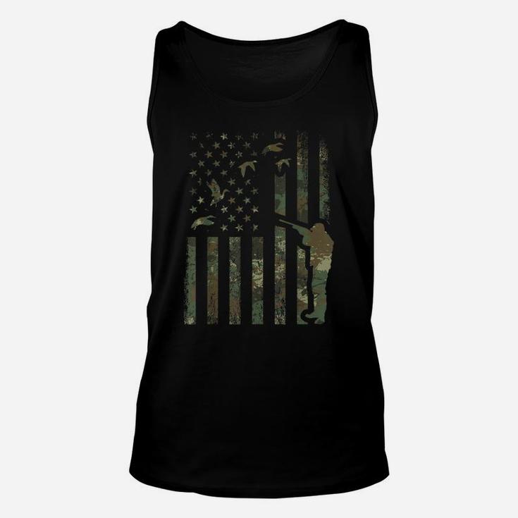 Duck Hunting Camo Men Camouflage Hunter Gift American Flag Unisex Tank Top