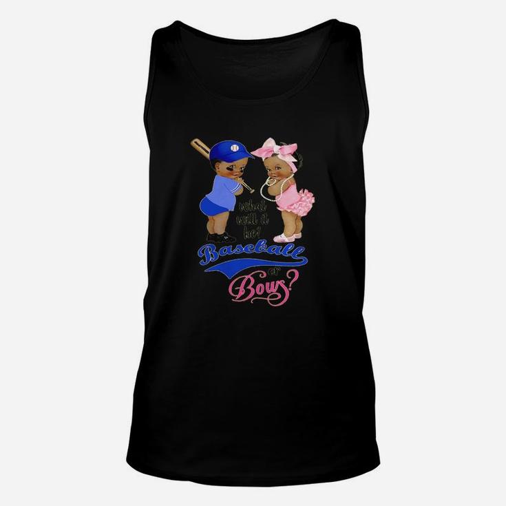 Ethnic Baseball Or Bows Gender Reveal Party T-shirt Unisex Tank Top