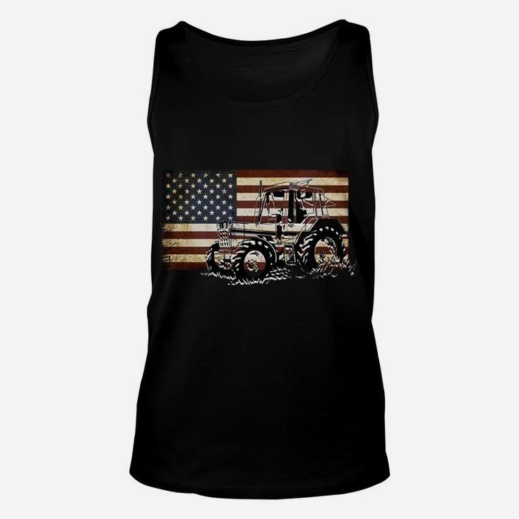 Farm Tractor Usa Flag Patriotic Vintage Farmer Farming Gift Sweatshirt Unisex Tank Top