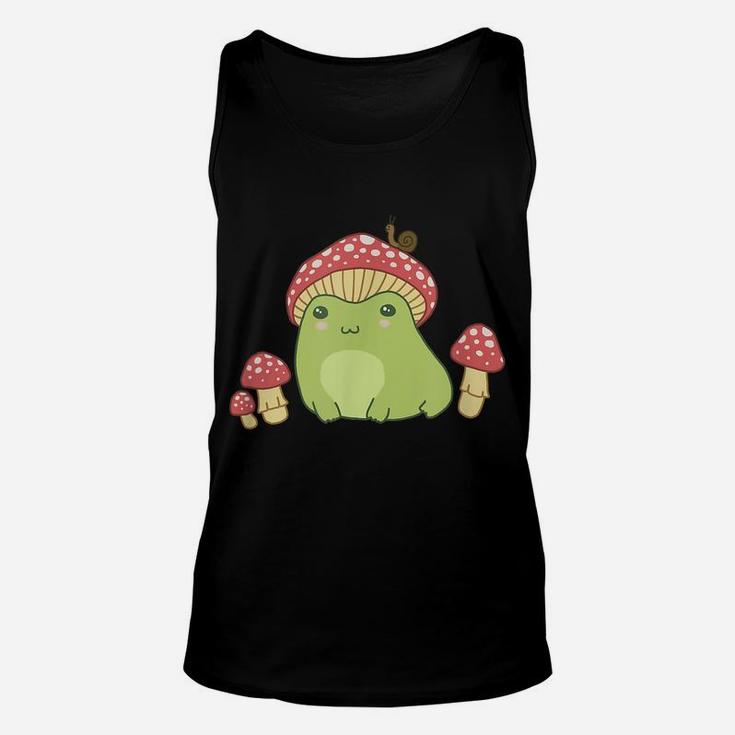 Frog With Mushroom Hat & Snail - Cottagecore Aesthetic Unisex Tank Top