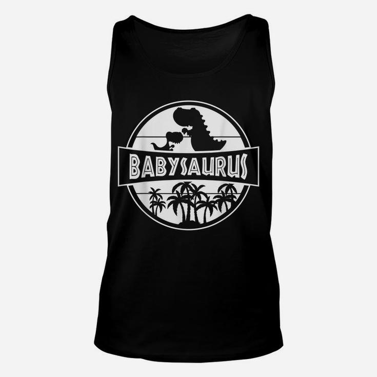 Fun Cute Babysaurus With Parent And Retro Vintage For Baby Unisex Tank Top