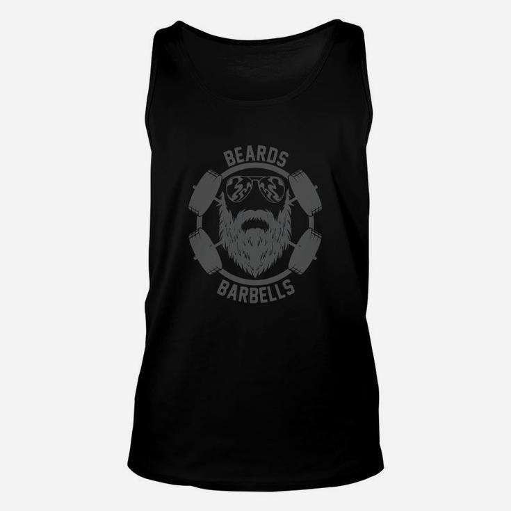 Funny Beard Barbells Gym T-shirt - Mens Premium T-shirt Unisex Tank Top