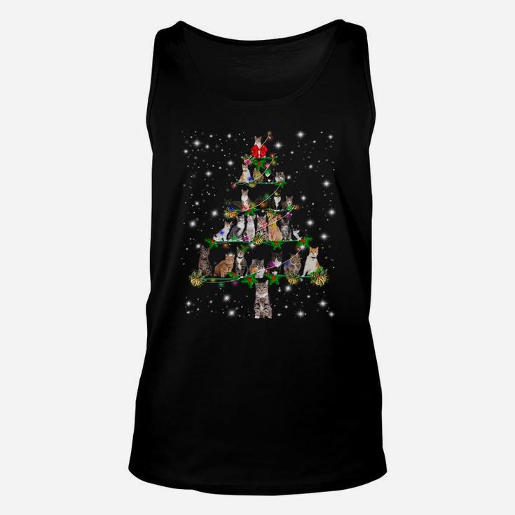 Funny Cats Christmas Tree Tee Ornament Decor Gift Unisex Tank Top