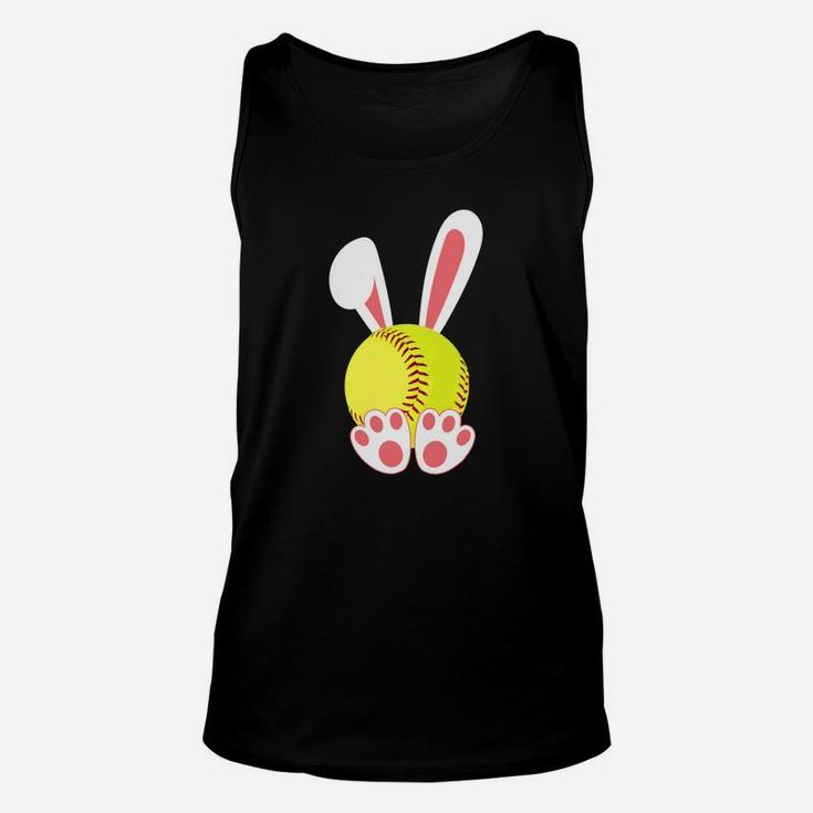 Funny Softball Bunny Girls Easter Bunny Ears Unisex Tank Top