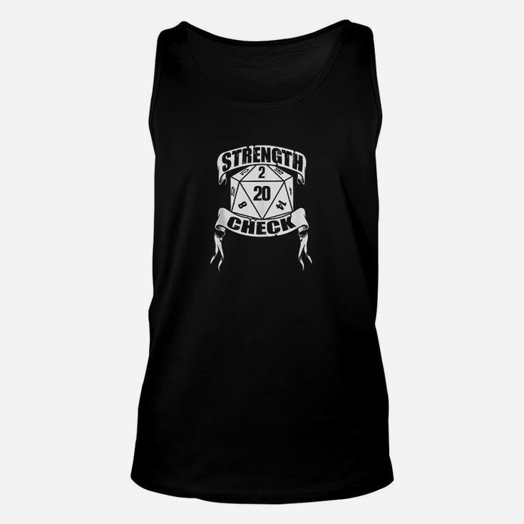 Funny Strength Check Natural 20 D20 Dungeons Gym Workout Unisex Tank Top