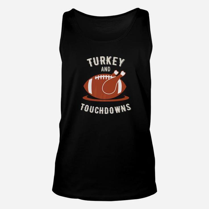 Funny Thanksgiving Football Turkey And Touchdowns Unisex Tank Top