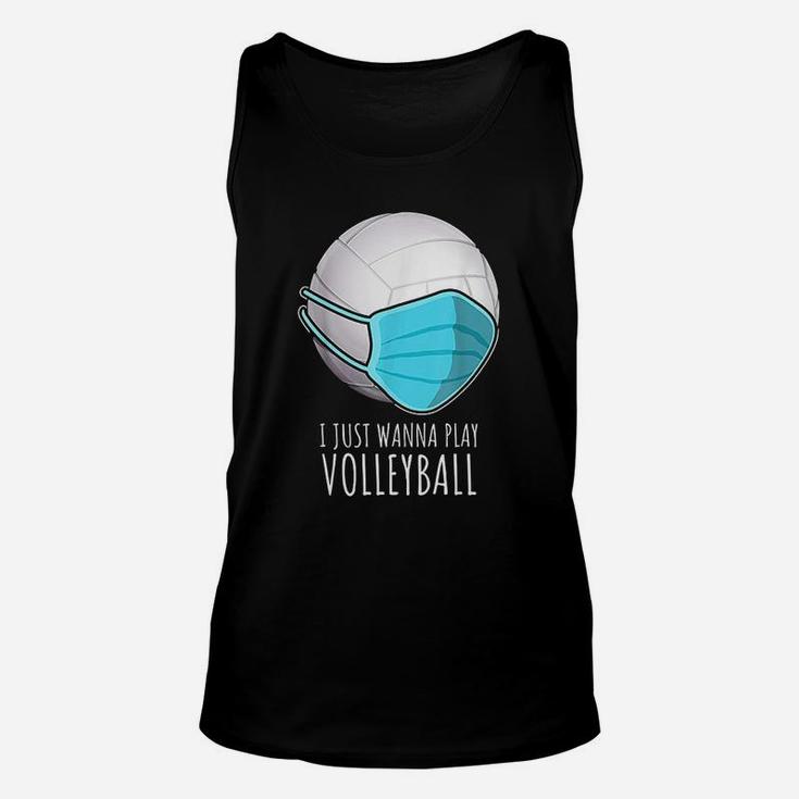 Funny Volleyball Gifts | I Just Wanna Play Volleyball Unisex Tank Top