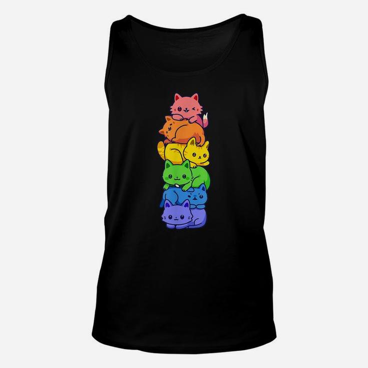 Gay Pride Cat Lgbt Kawaii Cats Pile Cute Anime Rainbow Flag Unisex Tank Top