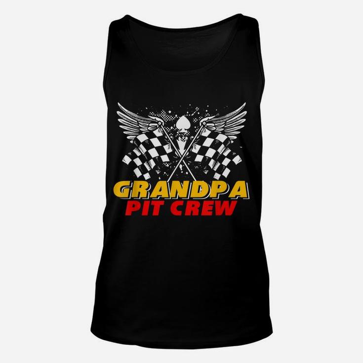 Grandpa Pit Crew Race Car Birthday Party Matching Family Unisex Tank Top