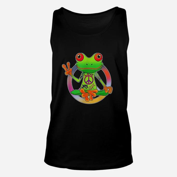 Hippie Frog Peace Sign Yoga Frogs Hippies 70s Unisex Tank Top