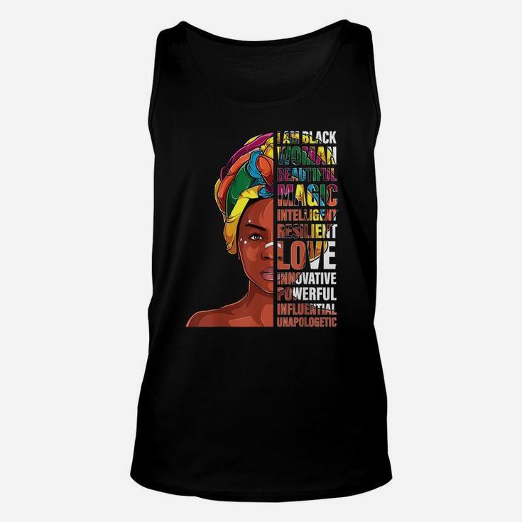 I Am Black Woman Afro African Woman - Black History Month Unisex Tank Top