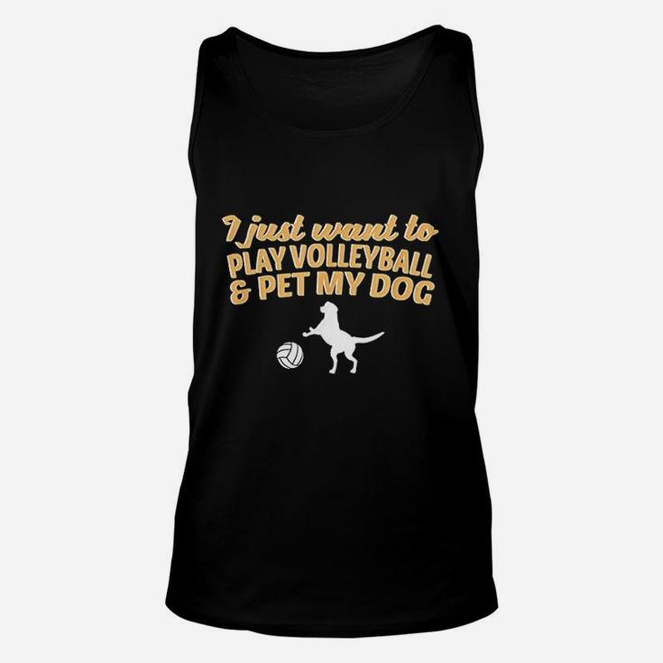 I Just Want To Play Volleyball And Pet My Dog Unisex Tank Top