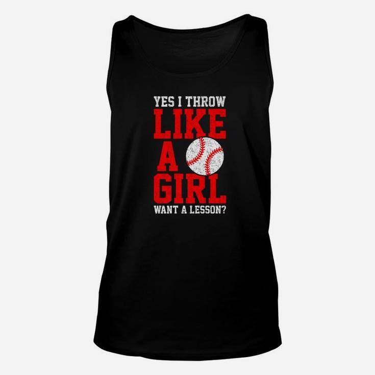 I Know I Play Like A Girl Softball Gift Want Lesson Unisex Tank Top
