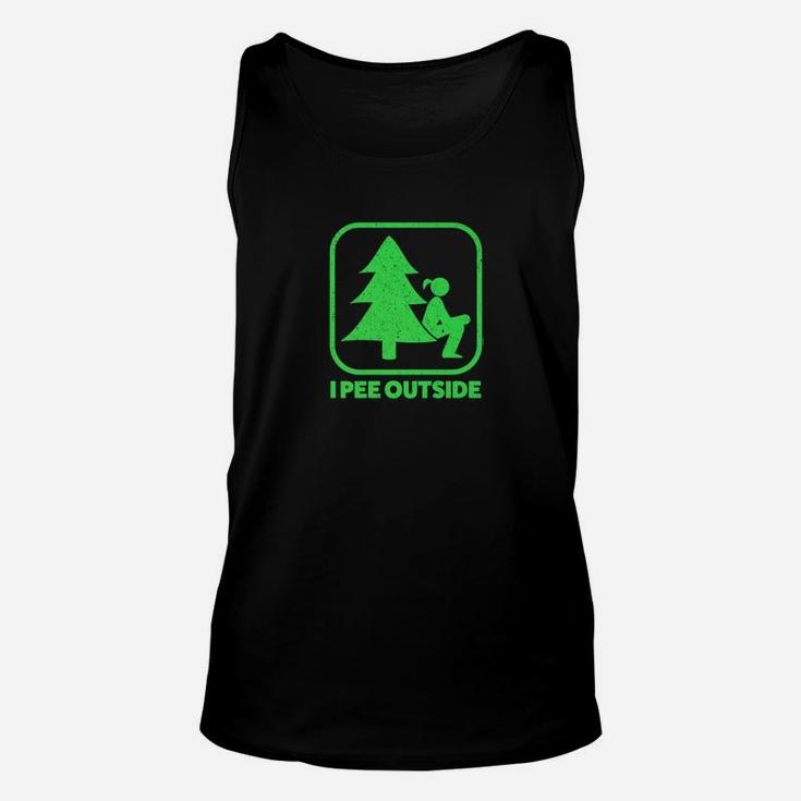 I Pee Outside Girl Sign Funny Camping Hiking Outdoor Unisex Tank Top
