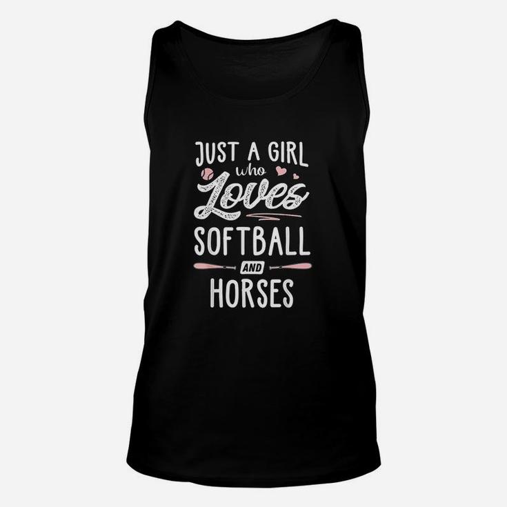 Just A Girl Who Loves Softball And Horses Unisex Tank Top