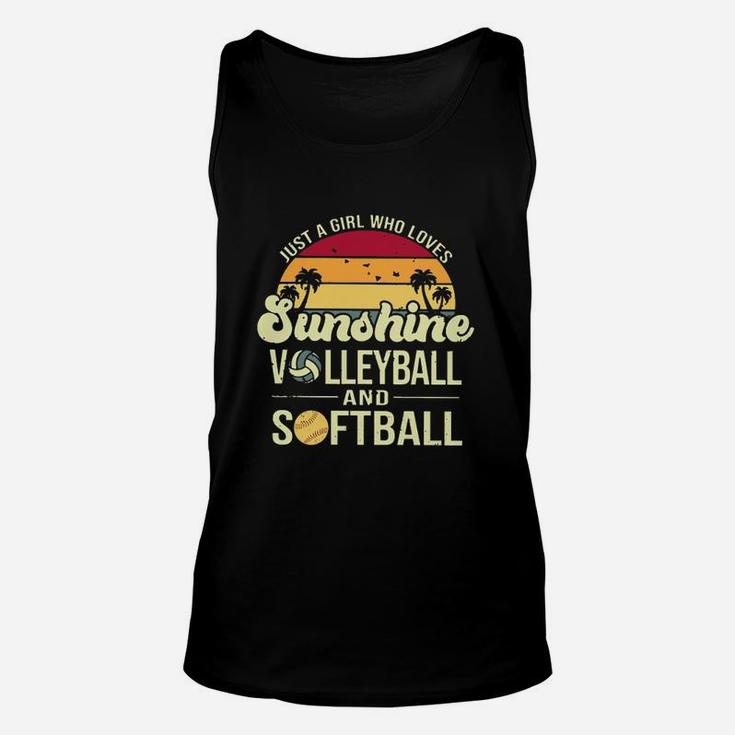 Just A Girl Who Loves Sunshine Volleyball And Softball Unisex Tank Top