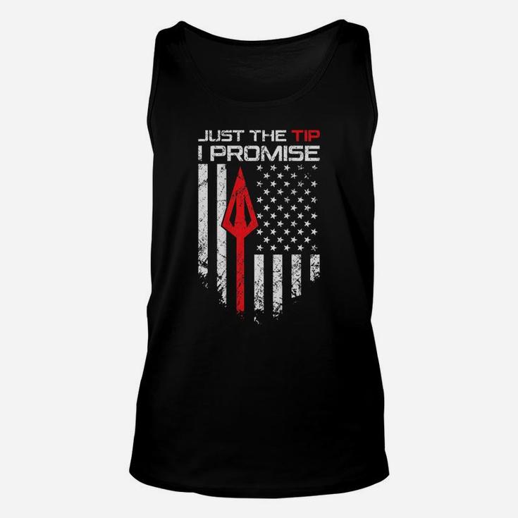 Just The Tip I Promise - Funny Archery Bow Hunter - On Back Unisex Tank Top