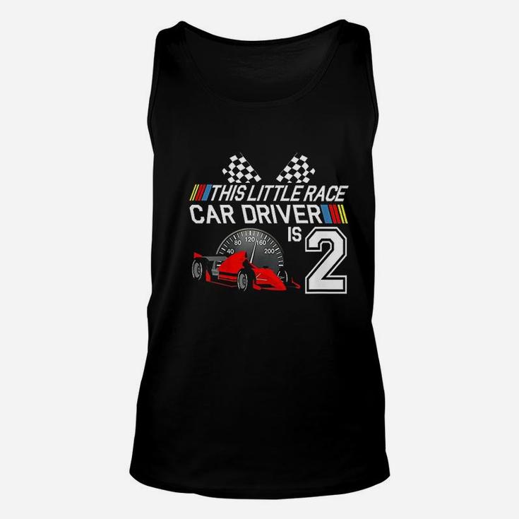 Kids 2 Year Old Race Car Birthday 2nd Racing Party Gift Unisex Tank Top
