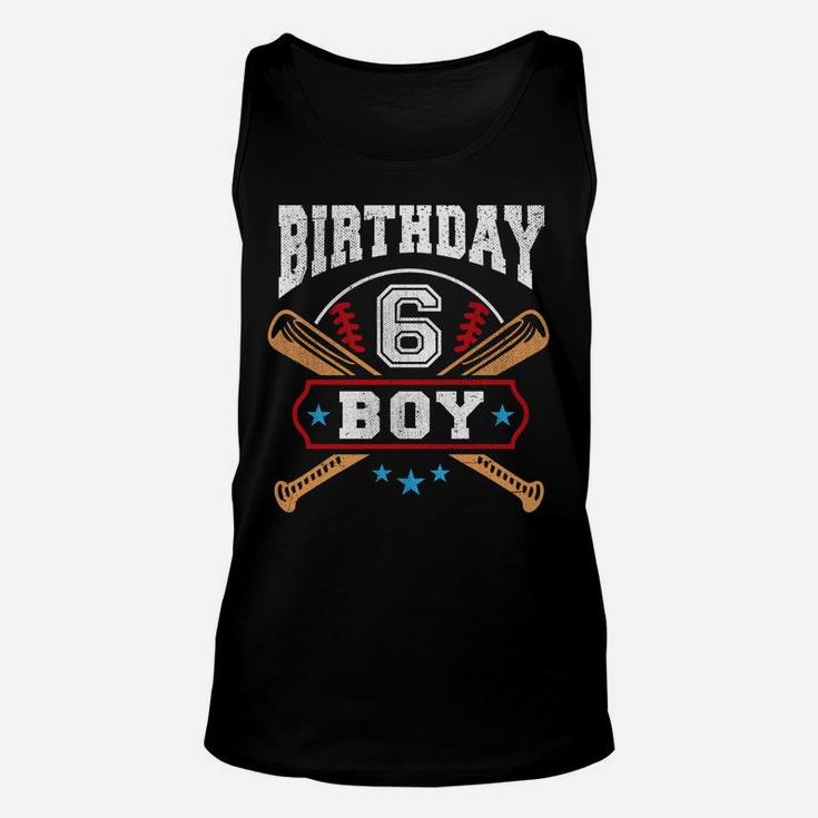 Kids 6 Years Old Boy 6th Birthday Baseball Gift Unisex Tank Top