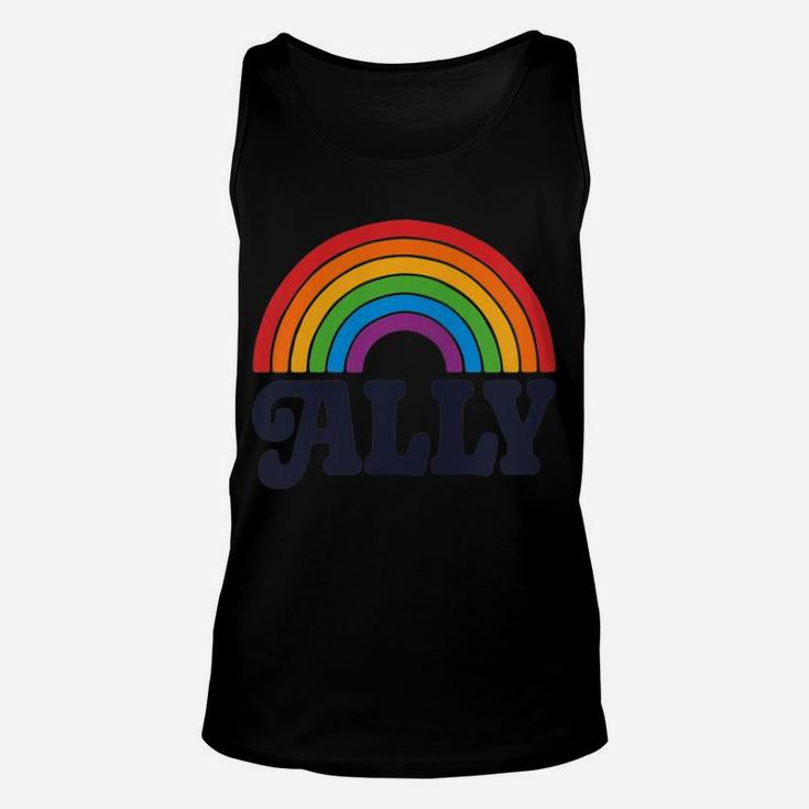 LGBTQ Ally Pocket Retro Vintage Gay Pride LGBT Rainbow Flag Unisex Tank Top