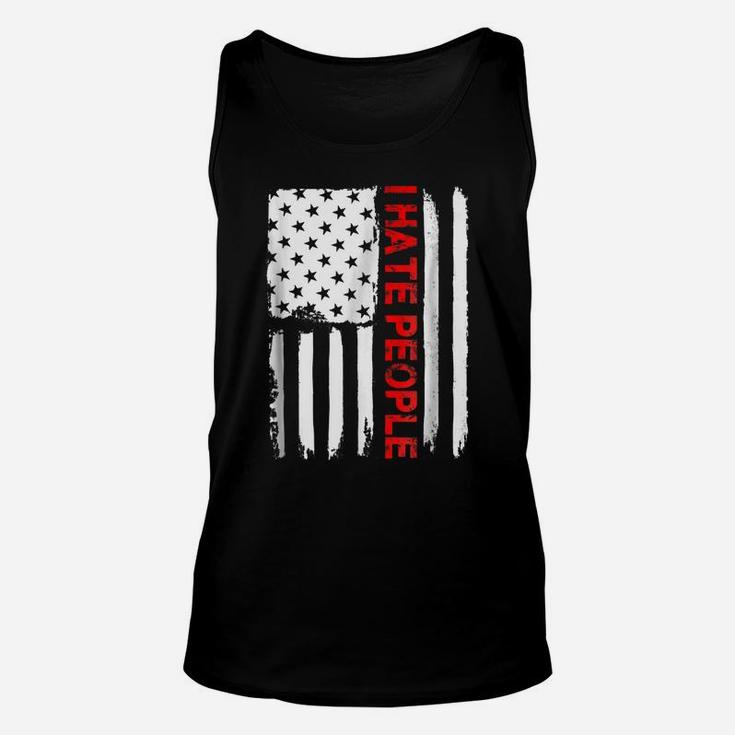 Love America I Hate People T Shirt Funny Usa Flag Gift Tee Unisex Tank Top