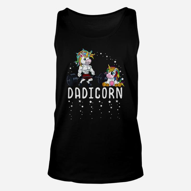 Mens Dadicorn Unicorn Dad Fitness Gym Weightlifting Birthday Unisex Tank Top