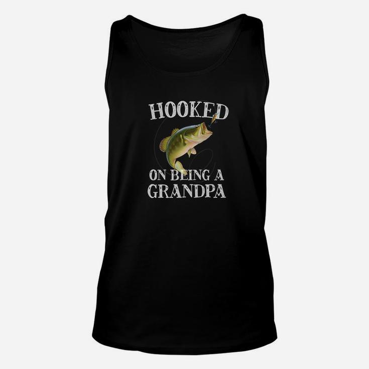 Mens Hooked On Being A Grandpa Quote Funny Fishing Mens Gift Premium Unisex Tank Top