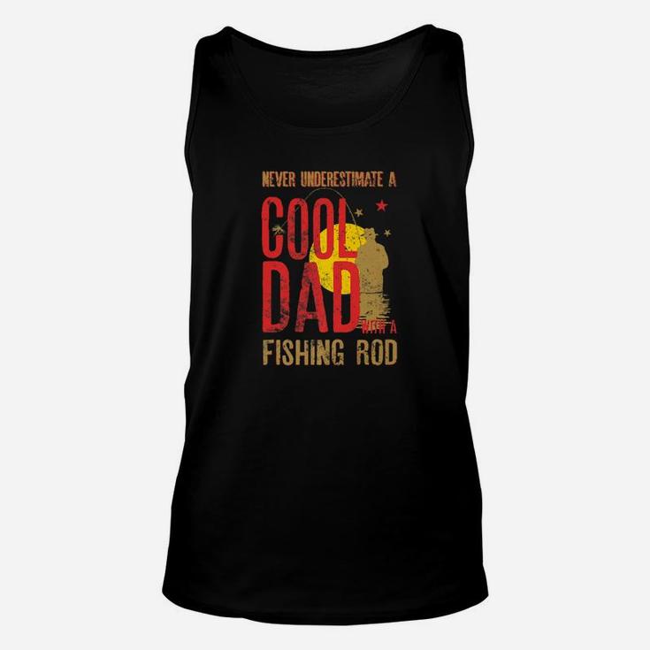 Mens Never Underestimate A Cool Dad With A Fishing Rod Gift Premium Unisex Tank Top