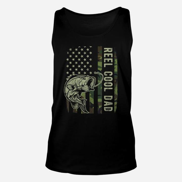 Mens Reel Cool Dad Camouflage American Flag Father's Day Gift Unisex Tank Top