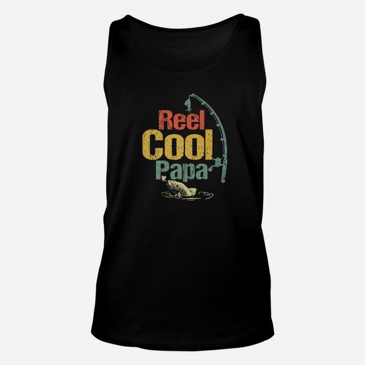 Mens Reel Cool Papa Funny Fishing Fathers Day Dad Gift Unisex Tank Top