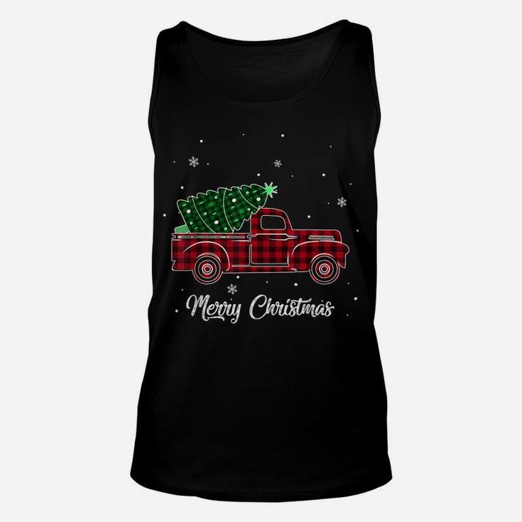 Merry Christmas Buffalo Truck Tree Red Plaid For Men Women Unisex Tank Top