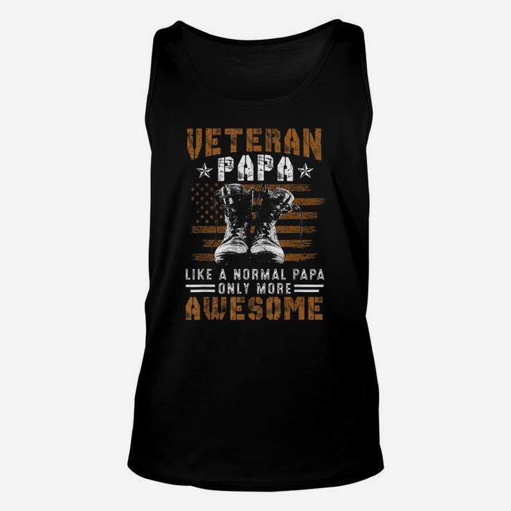 Military Veteran Papa Vintage Us American Flag Fathers Day Unisex Tank Top
