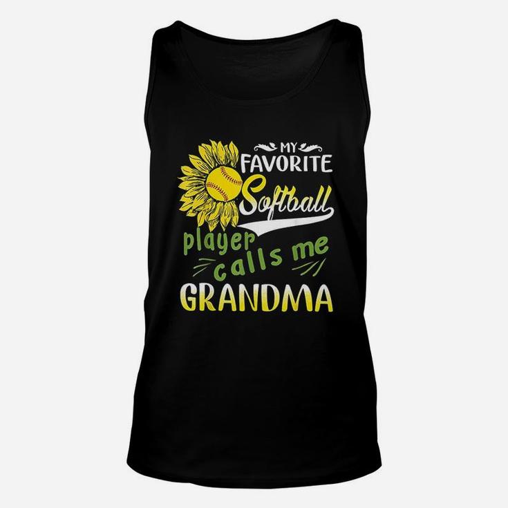 My Favorite Softball Player Calls Me Grandma Sunflower Unisex Tank Top
