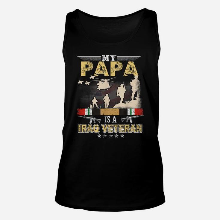 My Papa Is A Iraq Veteran Shirt Proud Us Veteran Fathers Day Unisex Tank Top