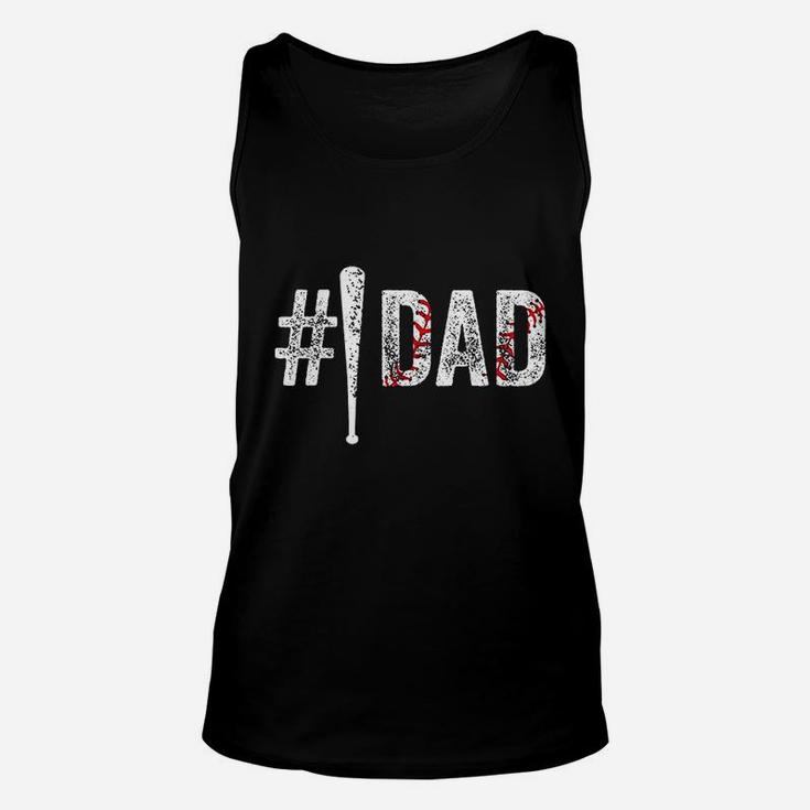 Number 1 Dad Number One Daddy Gift From Son Baseball Lover Unisex Tank Top