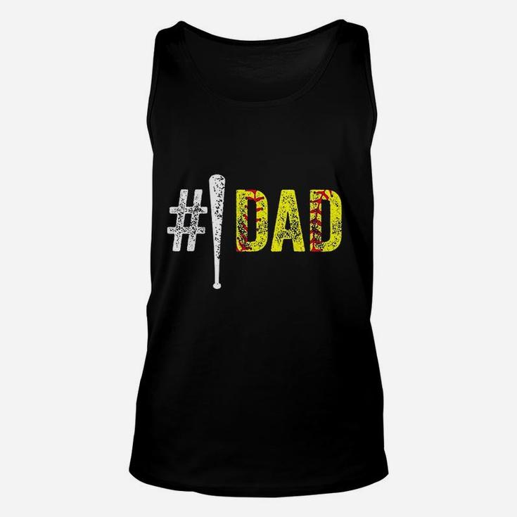 Number One Softball Fan Dad Gift From Daughter Unisex Tank Top