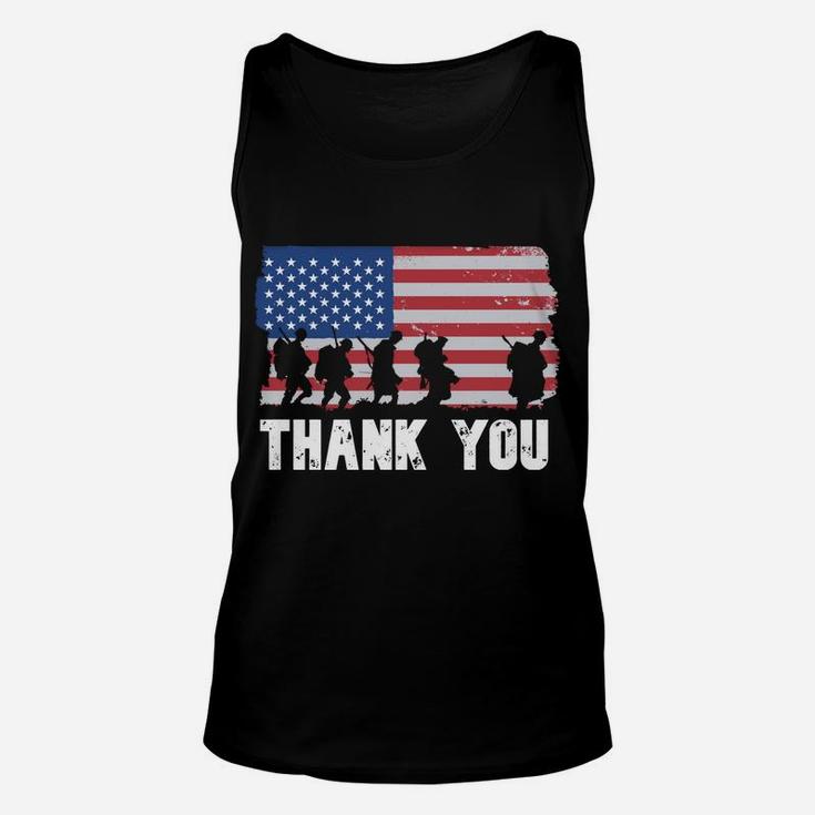 Patriotic American Flag Thank You Veterans Day For Men Women Unisex Tank Top