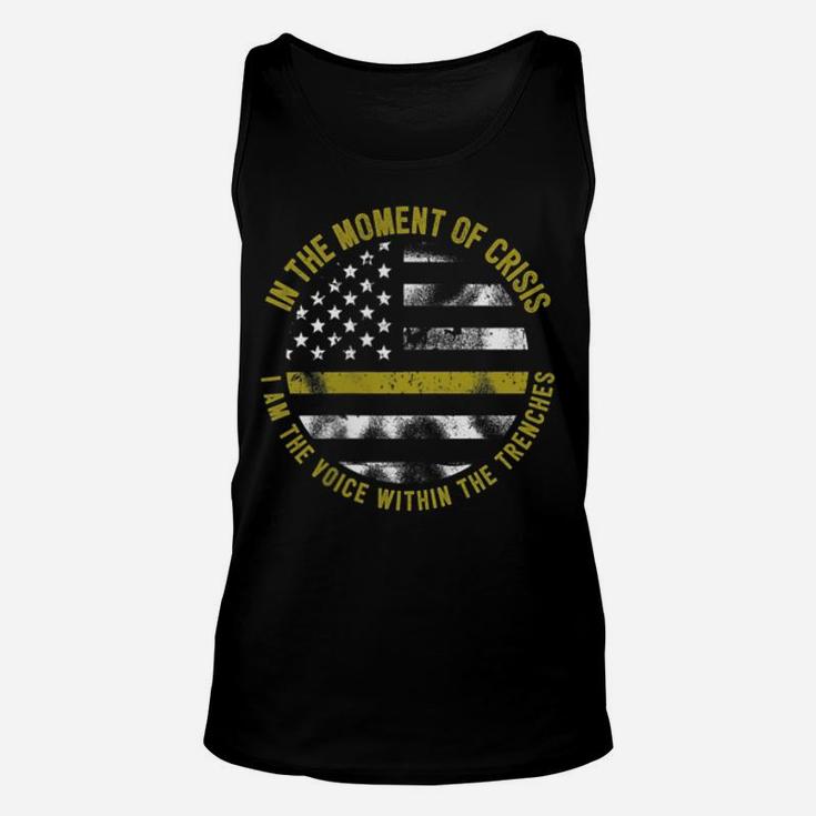 Police And Fire 911 Dispatcher Thin Gold Line Flag Unisex Tank Top