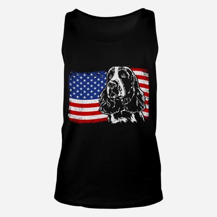 Proud Springer Spaniel American Flag Patriotic Dog Gift Sweatshirt Unisex Tank Top