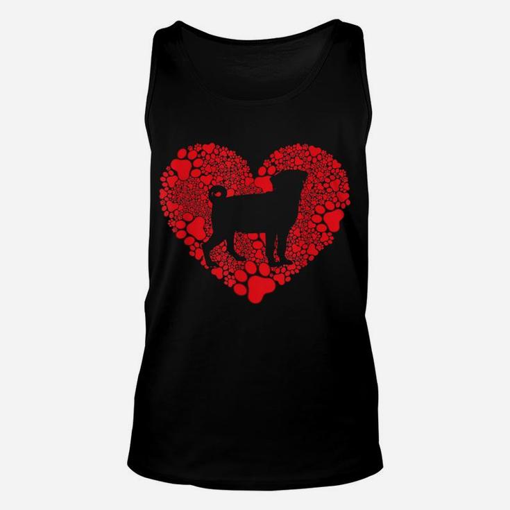 Pug Paw Heart Valentines Day Dog Lover Gift Unisex Tank Top
