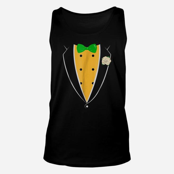 Purple Tuxedo With Green Bow Tie Funny Novelty T Shirt Unisex Tank Top