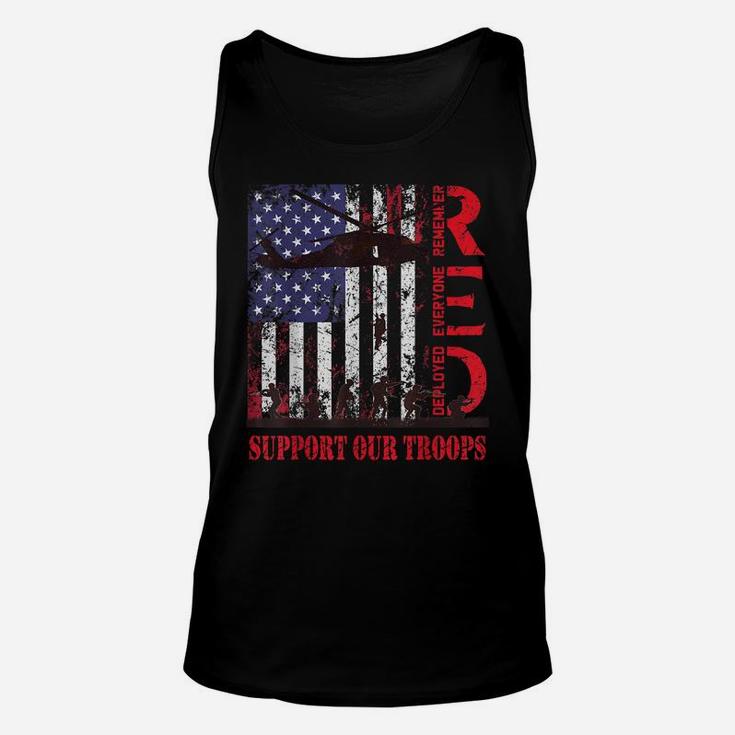 Red Friday Support Our Troops Us Flag Military Army Veteran Unisex Tank Top