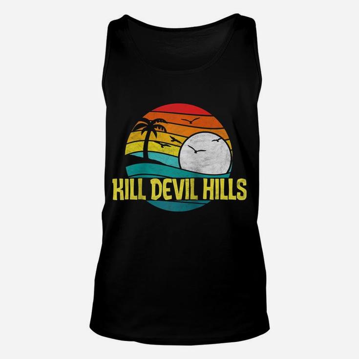 Retro Kill Devil Hills Beach Sun & Surf Eighties Graphic   Raglan Baseball Tee Unisex Tank Top