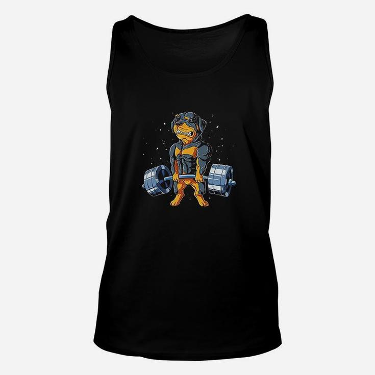 Rottweiler Weightlifting Funny Deadlift Men Fitness Gym Gift Unisex Tank Top
