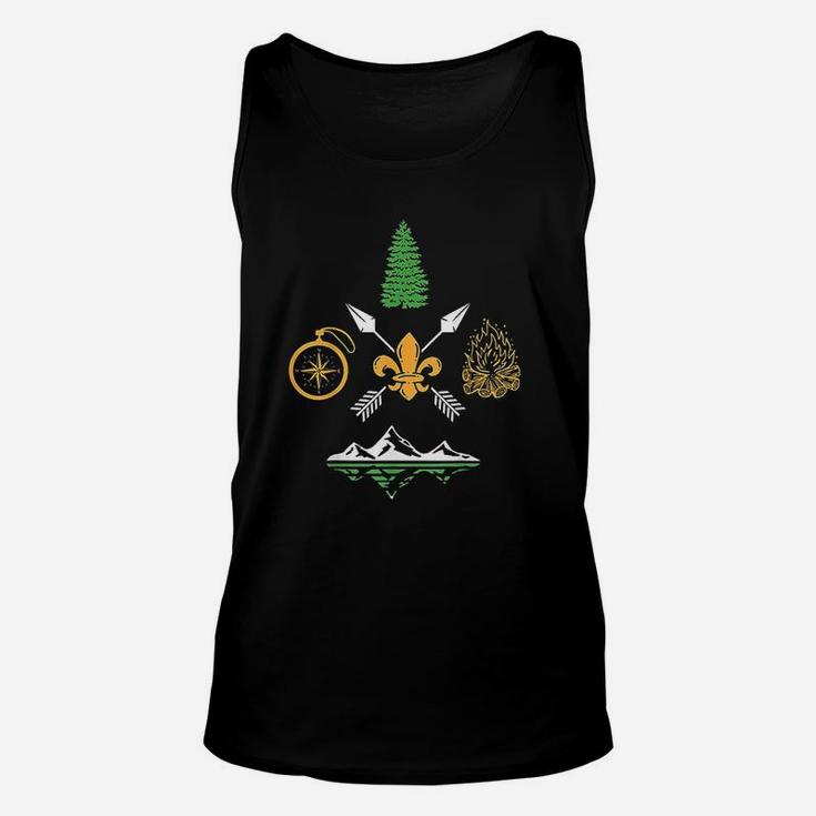 Scout Campfire Camp Compass Hiking Adventure Unisex Tank Top