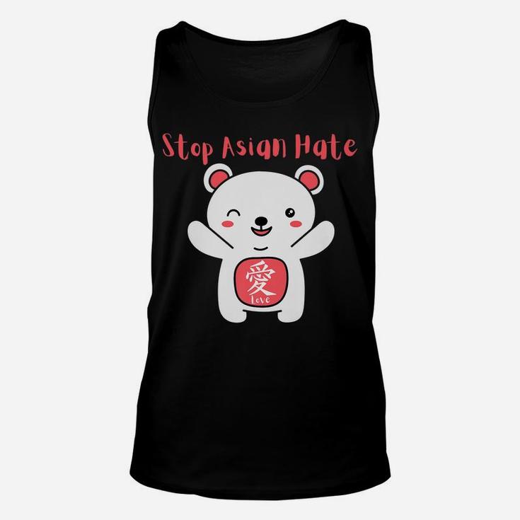 Stop Asian Hate With Love Kanji Bear Unisex Tank Top
