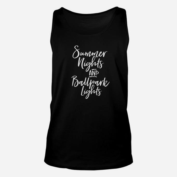 Summer Nights And Ballpark Lights Cute Baseball Mom T Unisex Tank Top