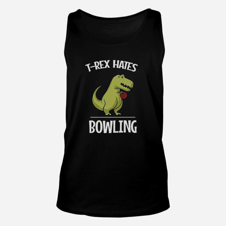 Tee Rex Hates Bowling Funny Short Arms Dinosaur Unisex Tank Top