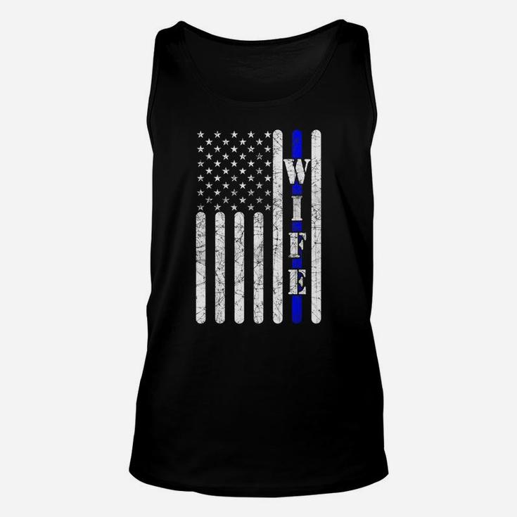 Thin Blue Line T Shirt Police Wife Vintage American Flag Unisex Tank Top